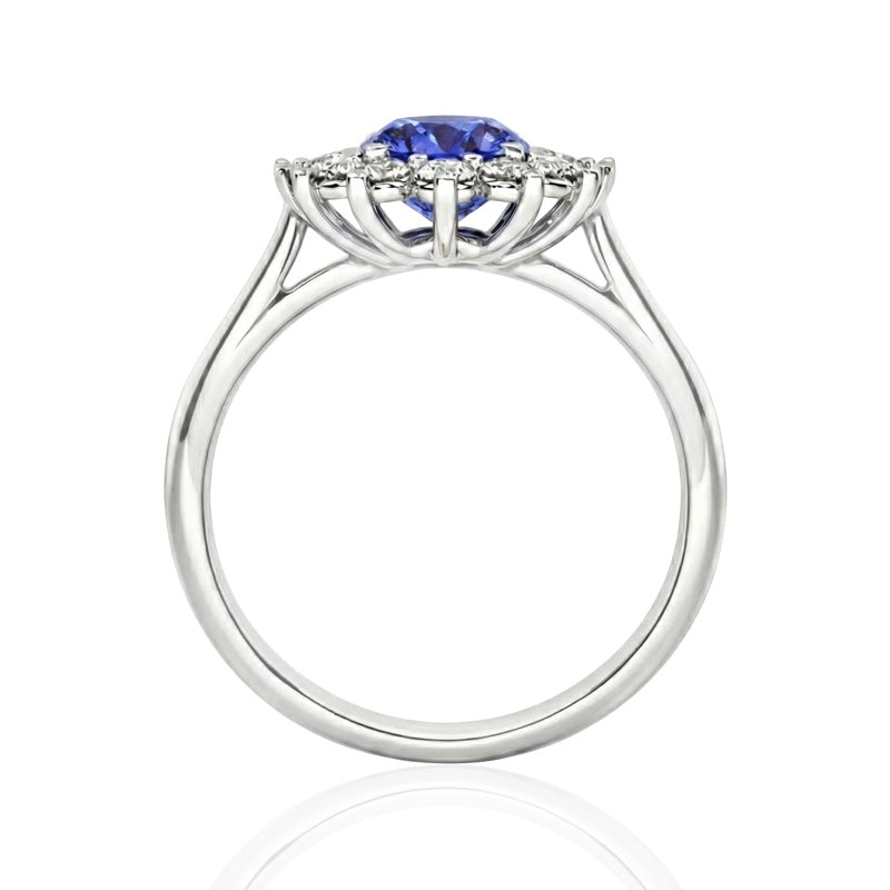 R-75033-TZ-W    Diamond & Tanzanite Cluster Ring
