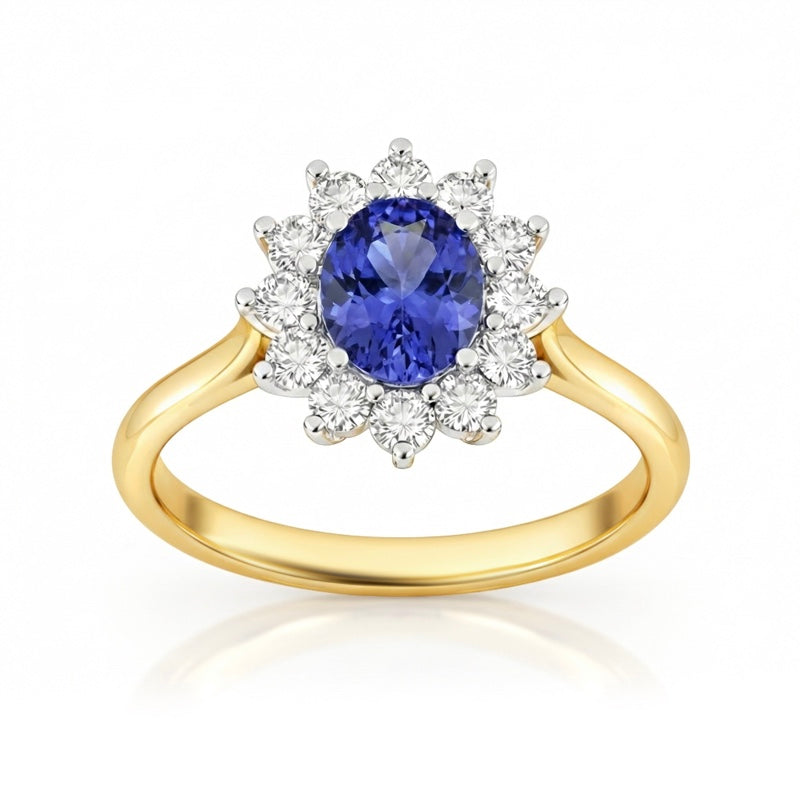 R-75033-TZ-Y    Diamond & Tanzanite Cluster Ring