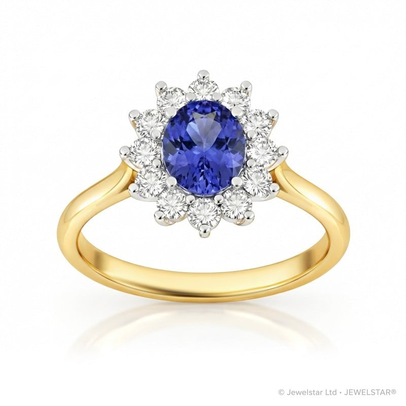 R-75033-TZ-Y    Diamond & Tanzanite Cluster Ring