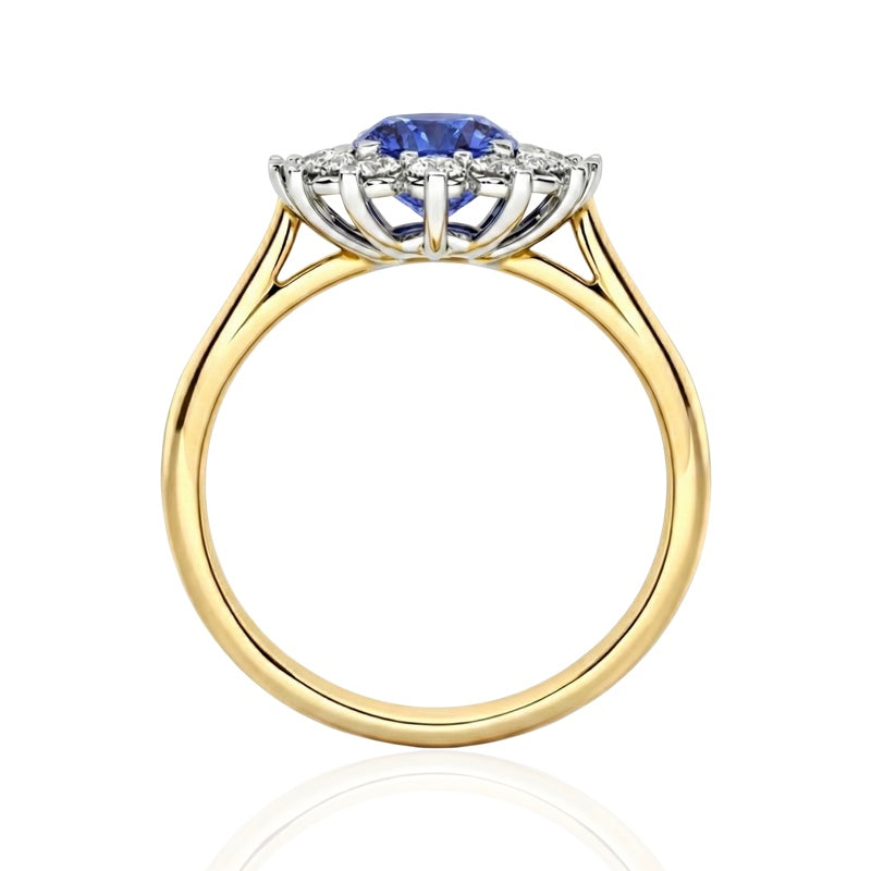 R-75033-TZ-Y    Diamond & Tanzanite Cluster Ring