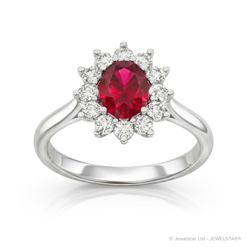 R-76050-RU-W    Diamond & Ruby Cluster Ring