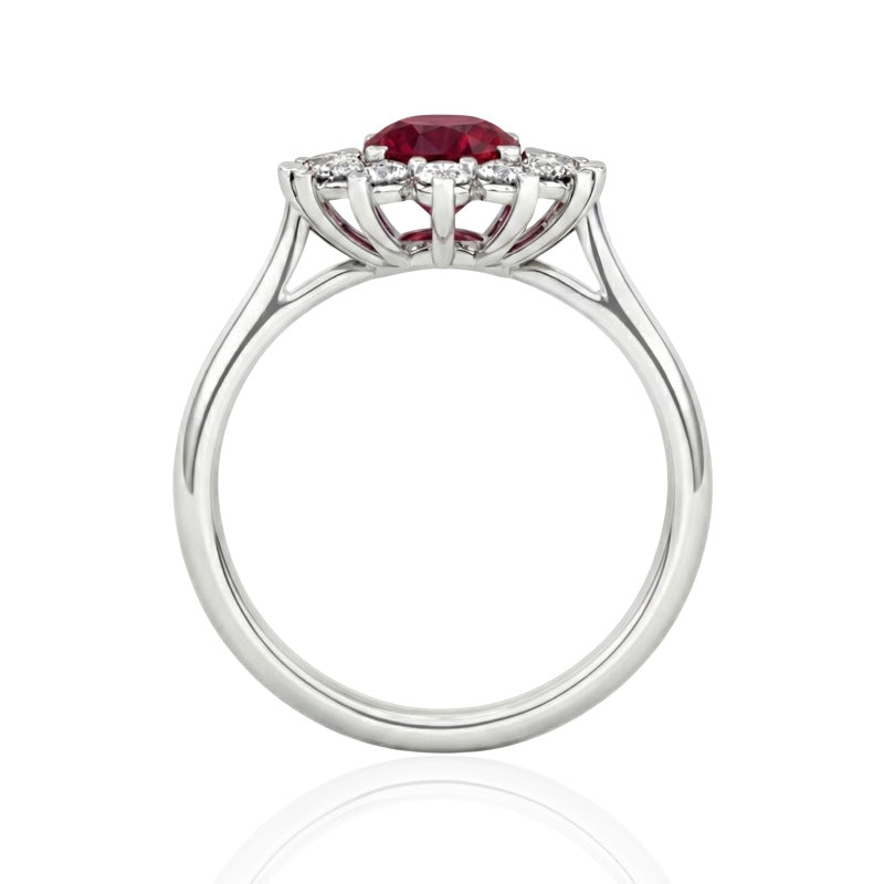 R-76050-RU-W    Diamond & Ruby Cluster Ring