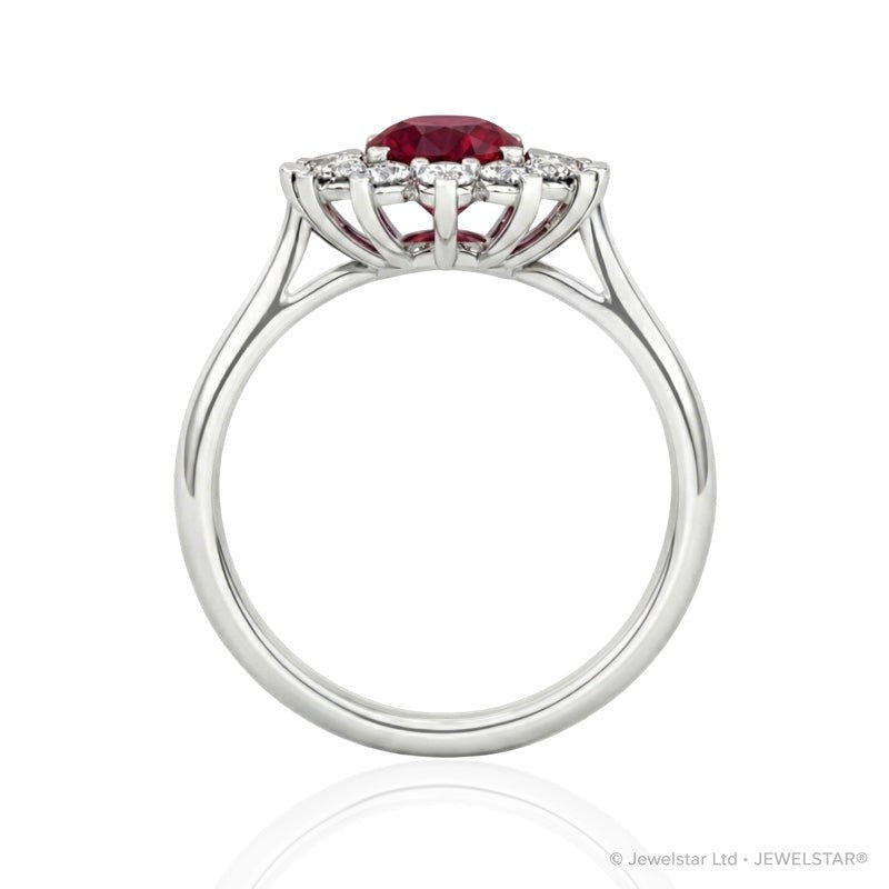 R-76050-RU-W    Diamond & Ruby Cluster Ring