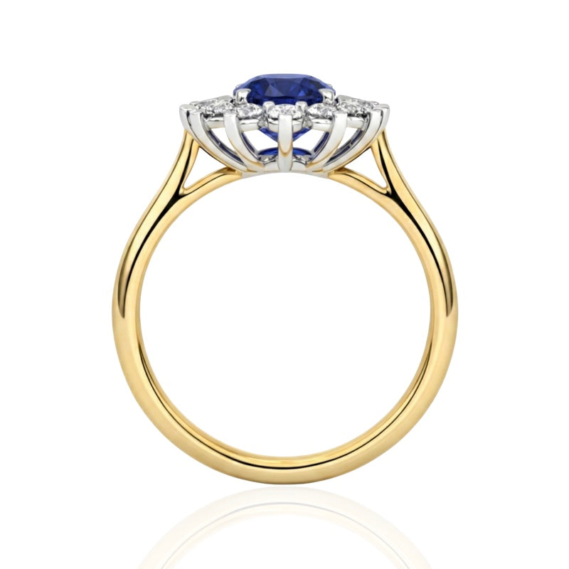 R-76050-SA-Y    Diamond & Sapphire Cluster Ring