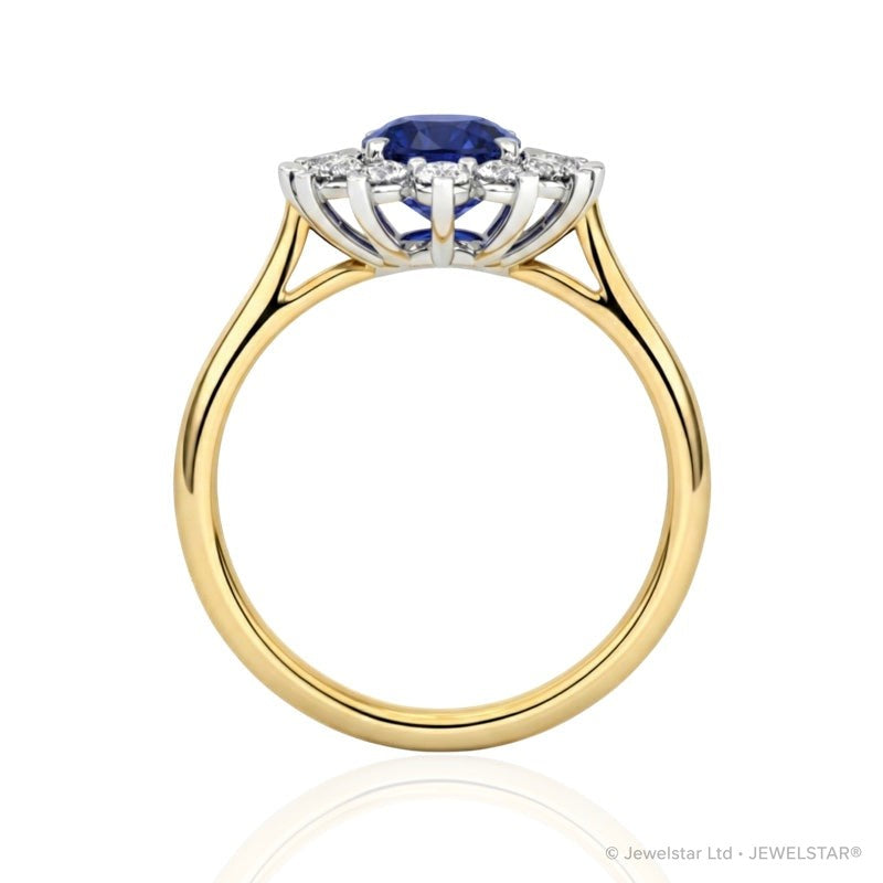 R-76050-SA-Y    Diamond & Sapphire Cluster Ring