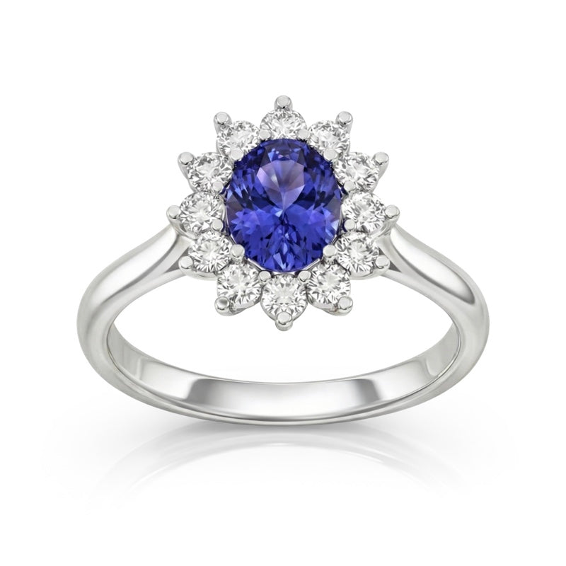 R-76050-TZ-W    Diamond & Tanzanite Cluster Ring