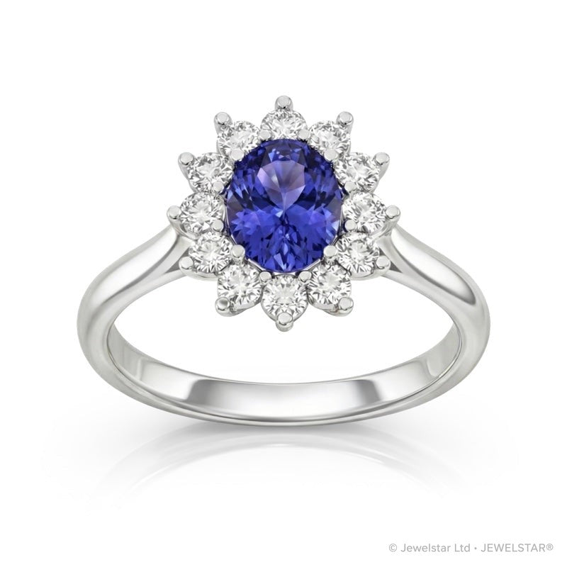 R-76050-TZ-W    Diamond & Tanzanite Cluster Ring