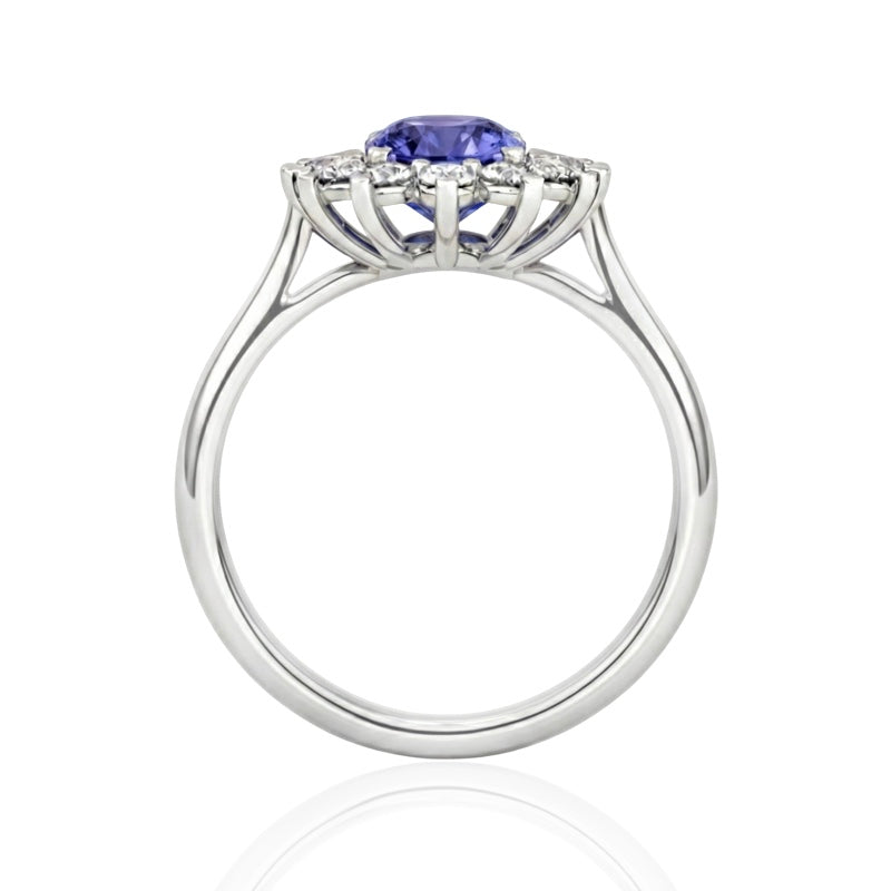 R-76050-TZ-W    Diamond & Tanzanite Cluster Ring