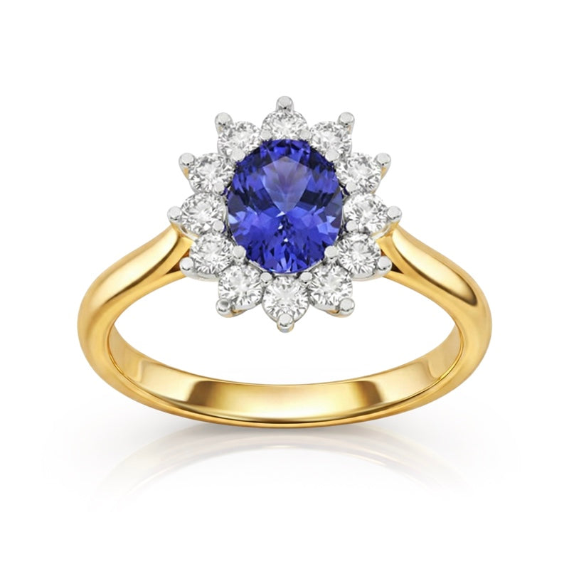 R-76050-TZ-Y    Diamond & Tanzanite Cluster Ring