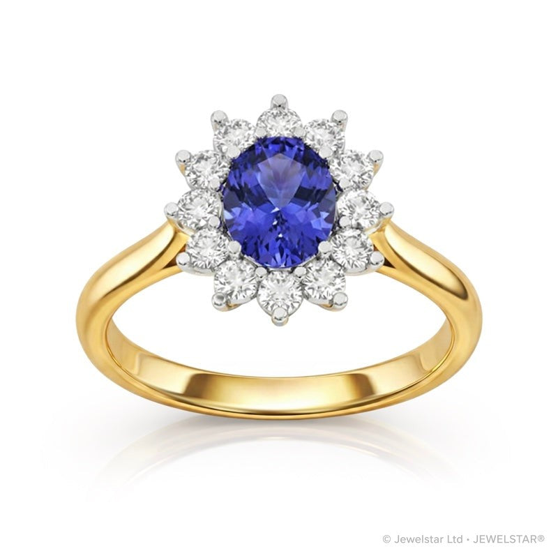 R-76050-TZ-Y    Diamond & Tanzanite Cluster Ring