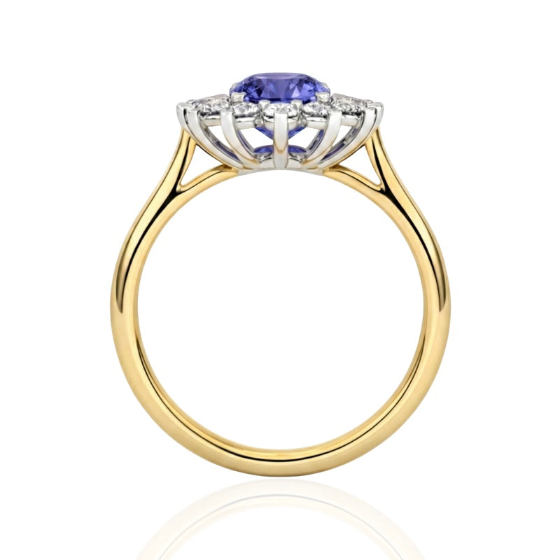 R-76050-TZ-Y    Diamond & Tanzanite Cluster Ring