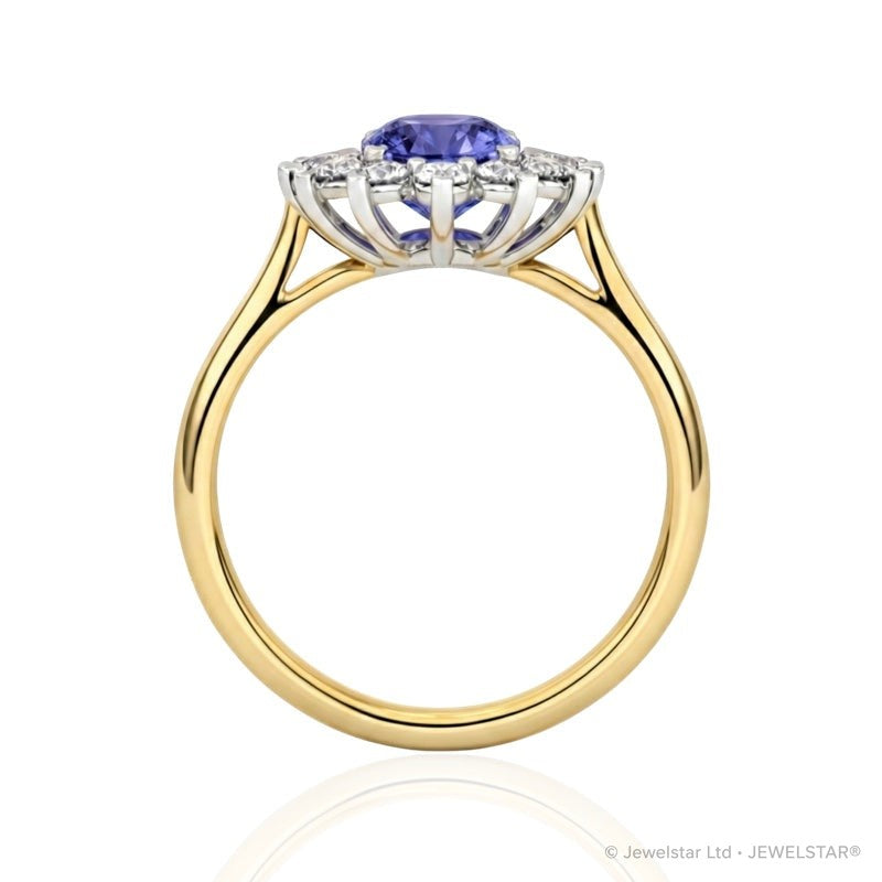 R-76050-TZ-Y    Diamond & Tanzanite Cluster Ring
