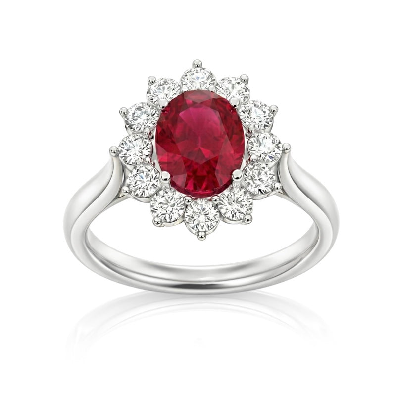 R-77075-RU-W    Diamond & Ruby Cluster Ring