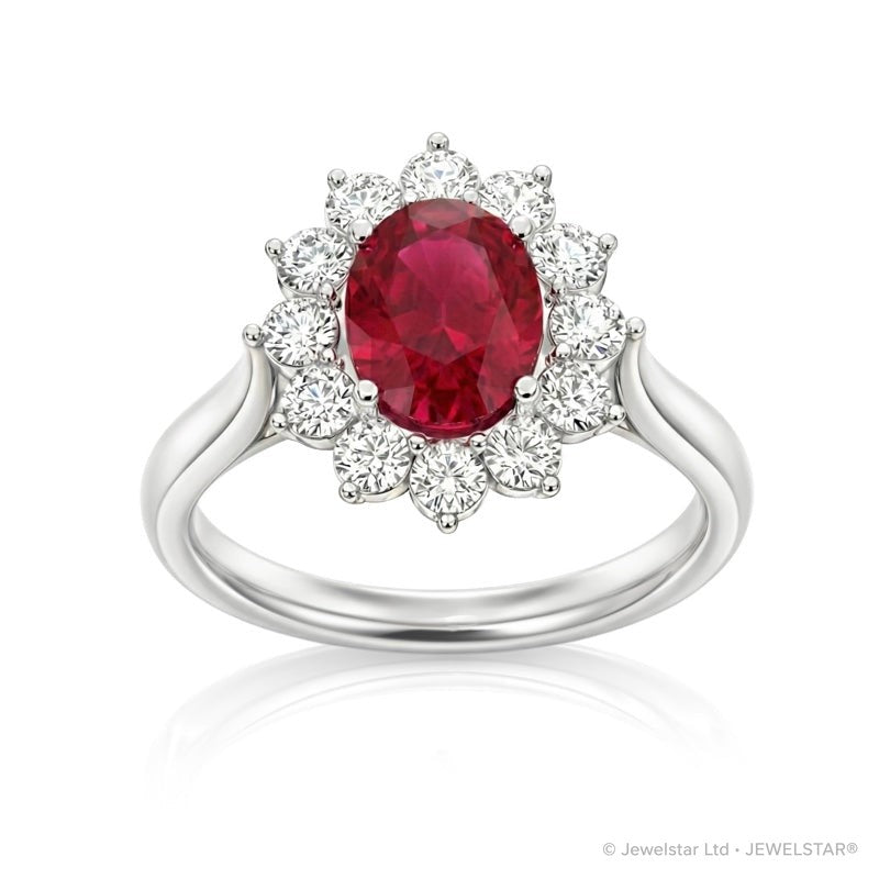 R-77075-RU-W    Diamond & Ruby Cluster Ring