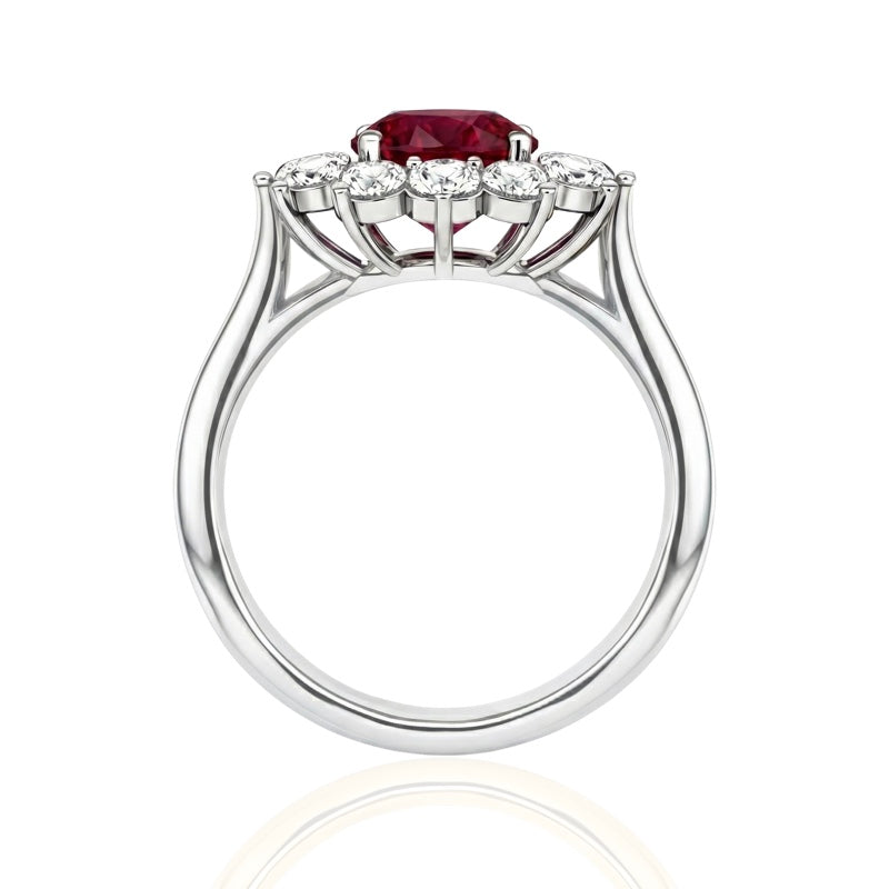 R-77075-RU-W    Diamond & Ruby Cluster Ring