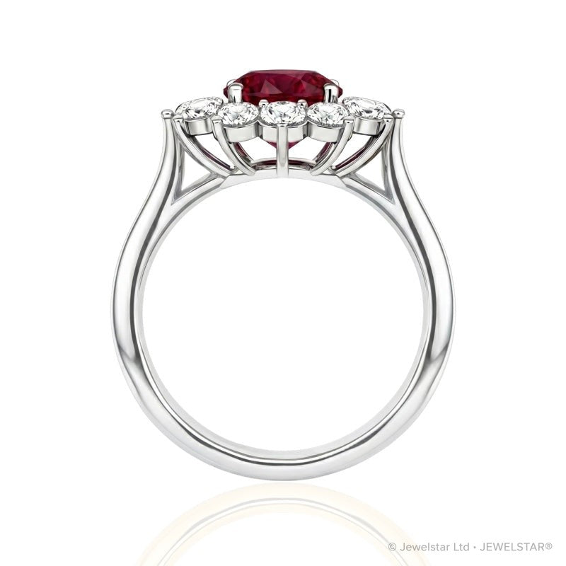 R-77075-RU-W    Diamond & Ruby Cluster Ring