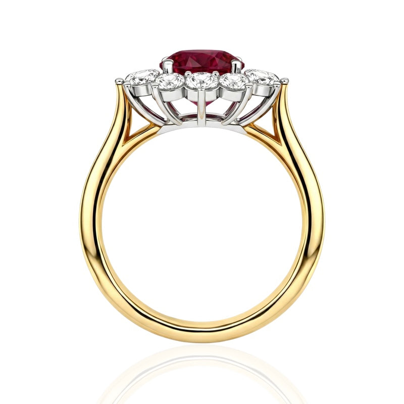 R-77075-RU-Y    Diamond & Ruby Cluster Ring