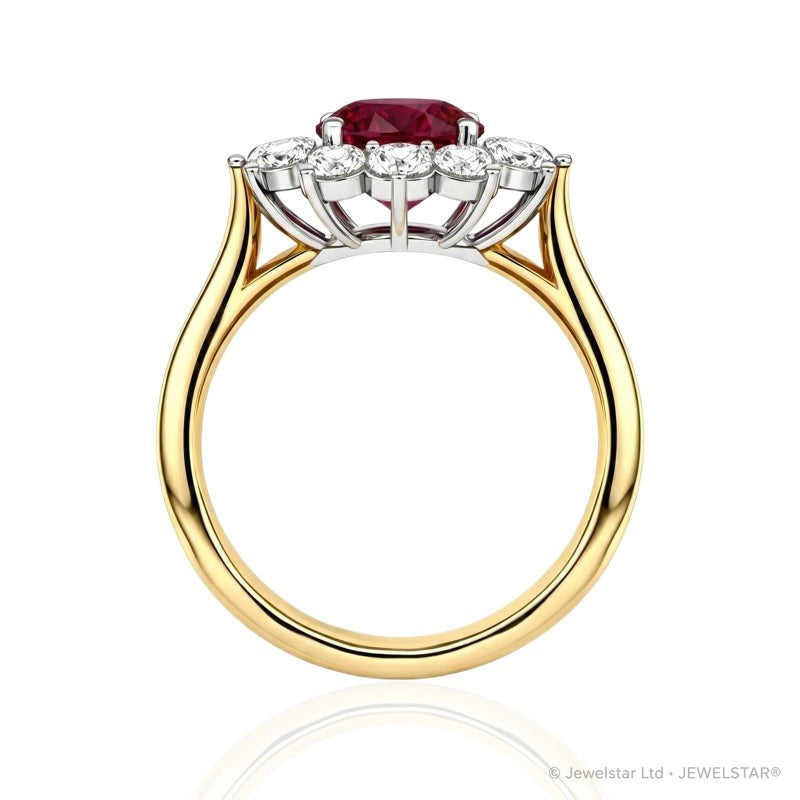 R-77075-RU-Y    Diamond & Ruby Cluster Ring