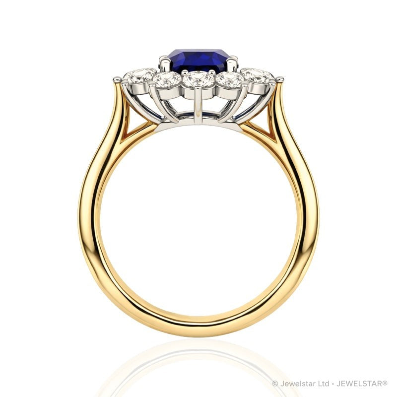 R-77075-SA-Y    Diamond & Sapphire Cluster Ring