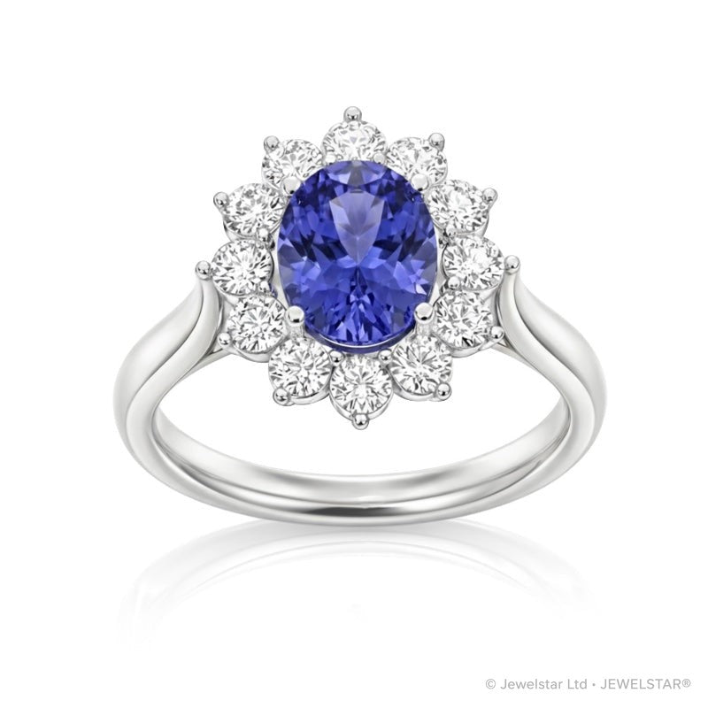 R-77075-TZ-W    Diamond & Tanzanite Cluster Ring