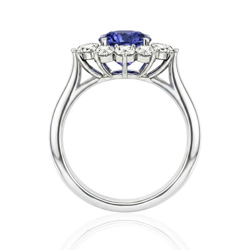 R-77075-TZ-W    Diamond & Tanzanite Cluster Ring