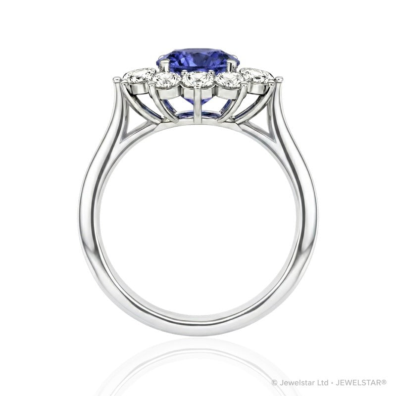 R-77075-TZ-W    Diamond & Tanzanite Cluster Ring