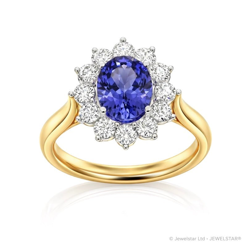 R-77075-TZ-Y    Diamond & Tanzanite Cluster Ring