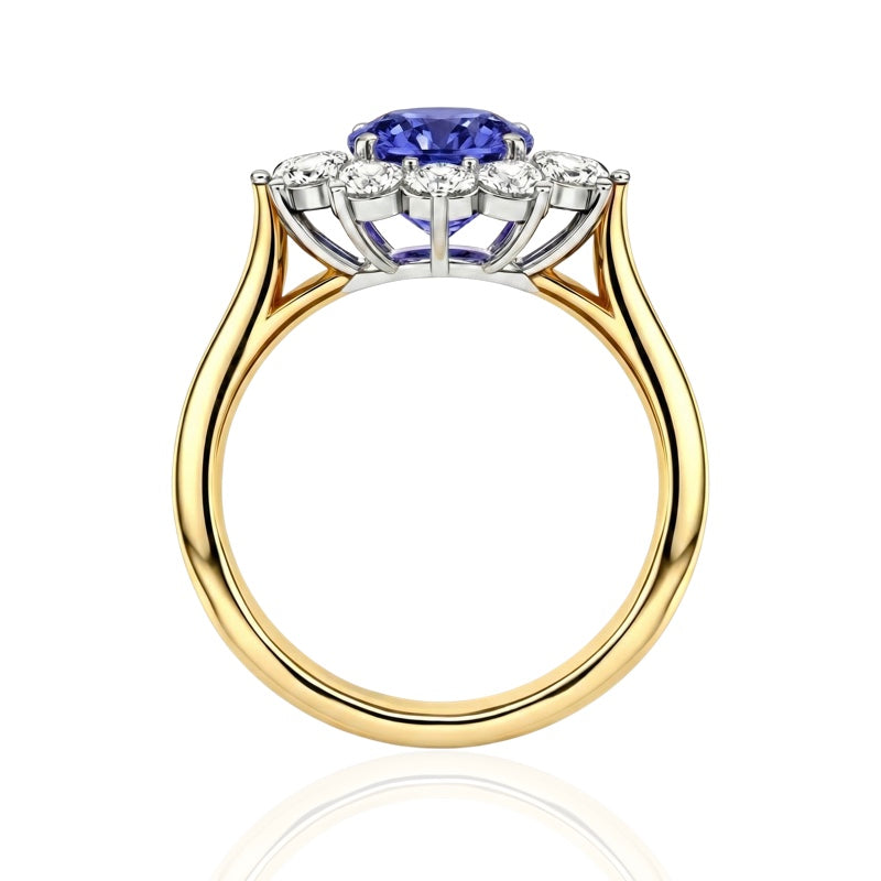 R-77075-TZ-Y    Diamond & Tanzanite Cluster Ring
