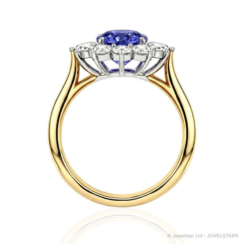 R-77075-TZ-Y    Diamond & Tanzanite Cluster Ring