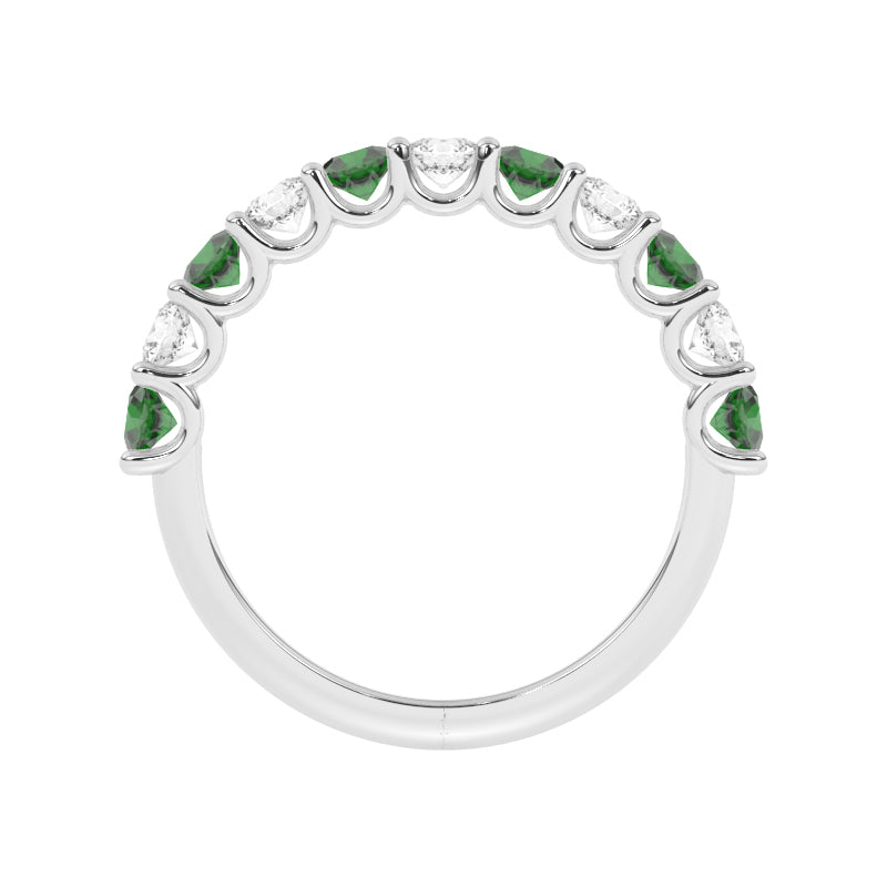 R-81220-EM-W  Lab Diamond & Emerald Eleven Stone Ring