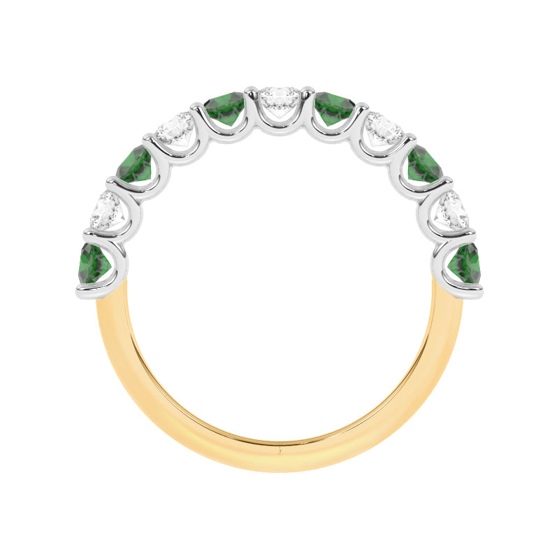 R-81220-EM-Y  Lab Diamond & Emerald Eleven Stone Ring
