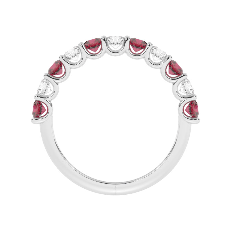 R-81220-RU-W  Lab Diamond & Ruby Eleven Stone Ring