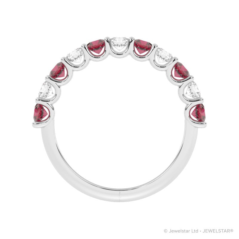 R-81220-RU-W  Lab Diamond & Ruby Eleven Stone Ring