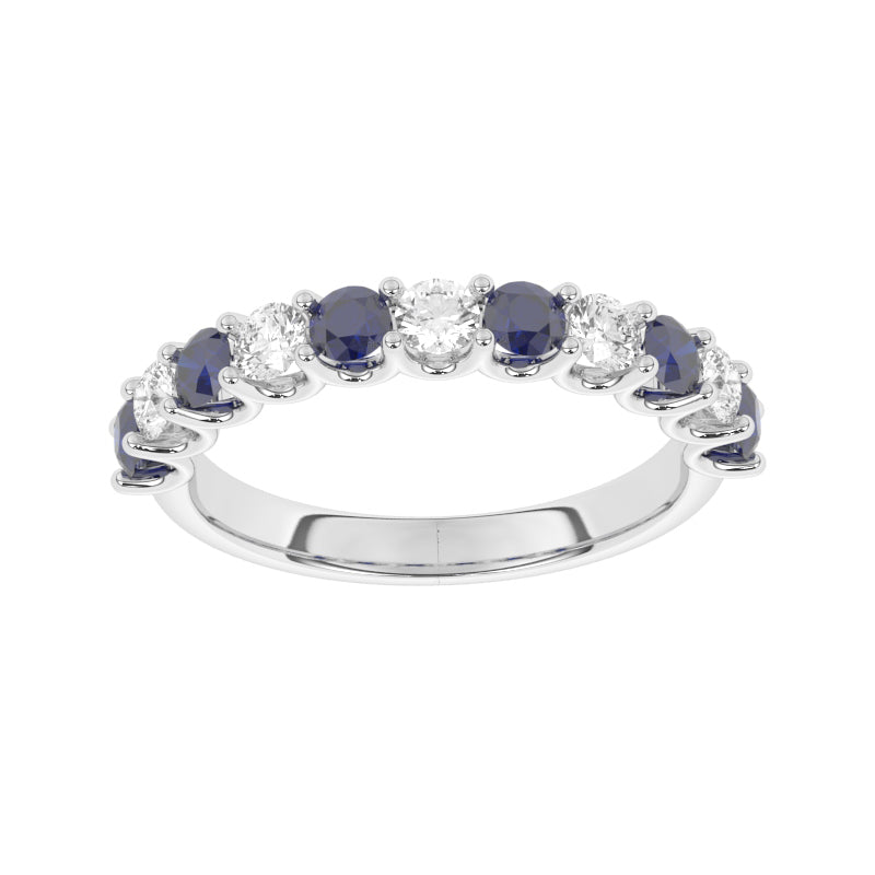 R-81220-SA-W  Lab Diamond & Sapphire Eleven Stone Ring