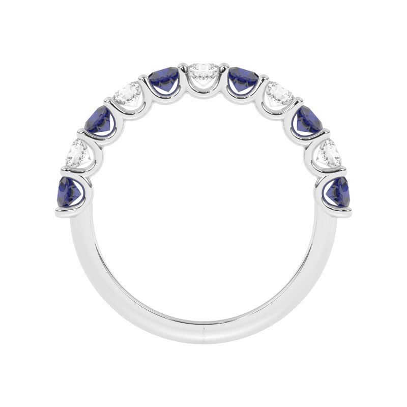 R-81220-SA-W  Lab Diamond & Sapphire Eleven Stone Ring