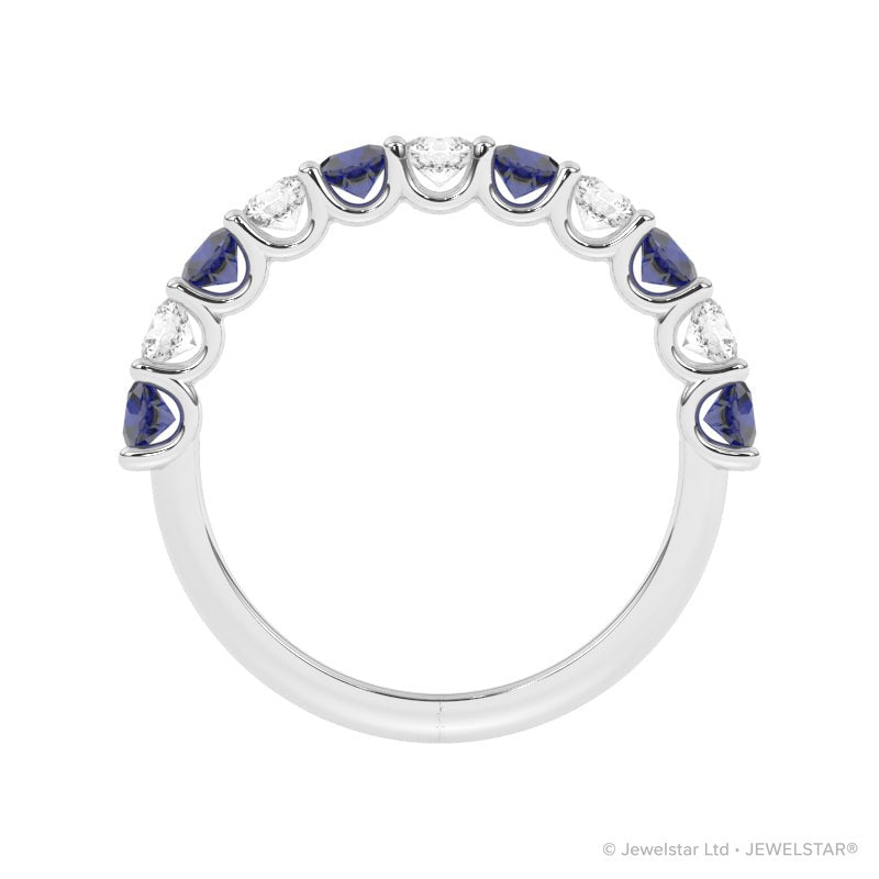 R-81220-SA-W  Lab Diamond & Sapphire Eleven Stone Ring