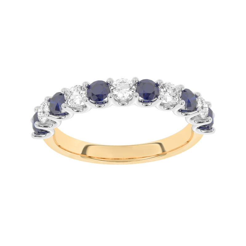 R-81220-SA-Y  Lab Diamond & Sapphire Eleven Stone Ring