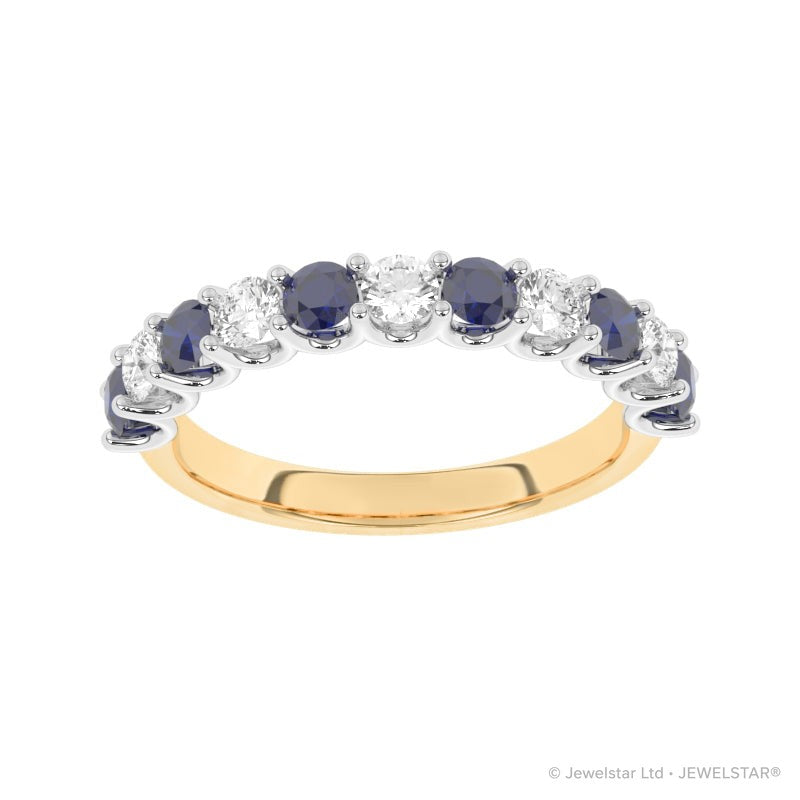 R-81220-SA-Y  Lab Diamond & Sapphire Eleven Stone Ring