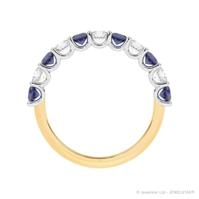 R-81220-SA-Y  Lab Diamond & Sapphire Eleven Stone Ring