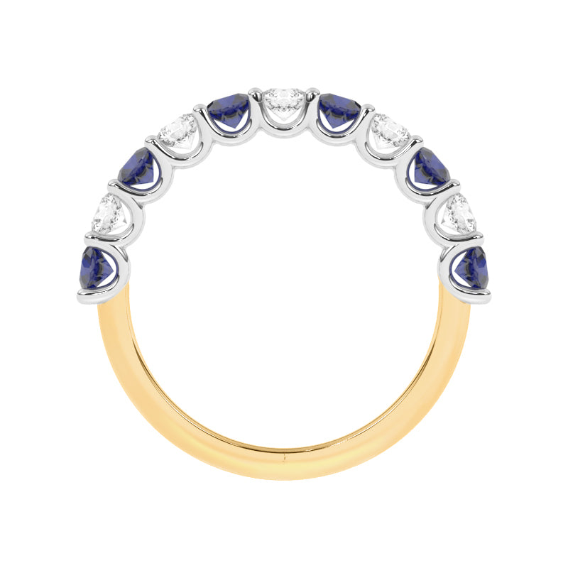 R-81220-SA-Y  Lab Diamond & Sapphire Eleven Stone Ring