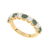 R-81240-EM-Y  Lab Diamond & Emerald Nine Stone Ring (EGL Report Included)