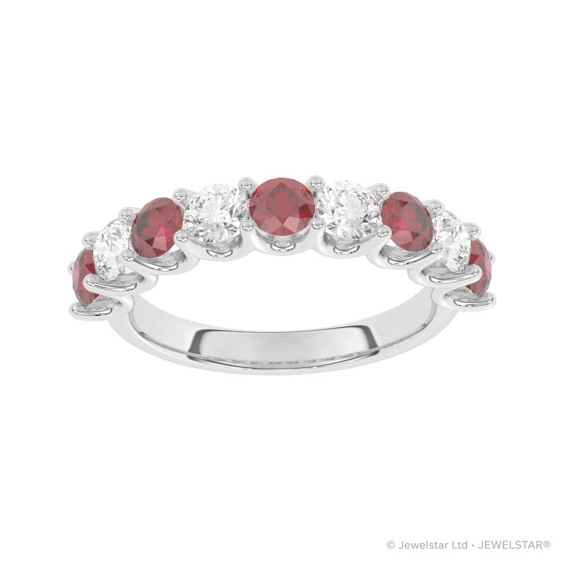 R-81240-RU-W  Lab Diamond & Ruby Nine Stone Ring
