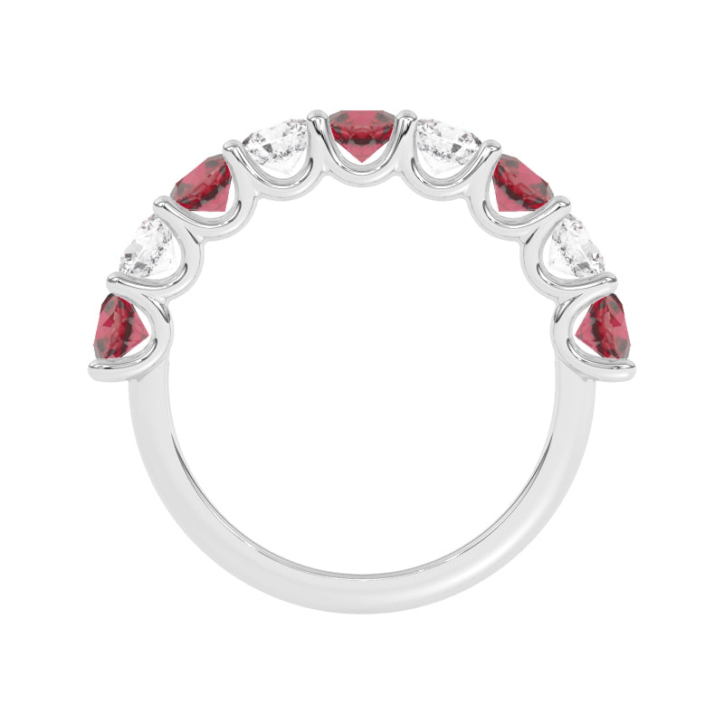 R-81240-RU-W  Lab Diamond & Ruby Nine Stone Ring