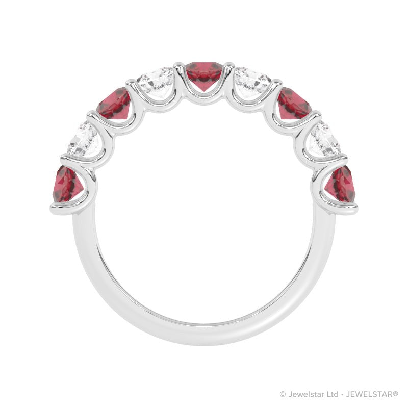 R-81240-RU-W  Lab Diamond & Ruby Nine Stone Ring