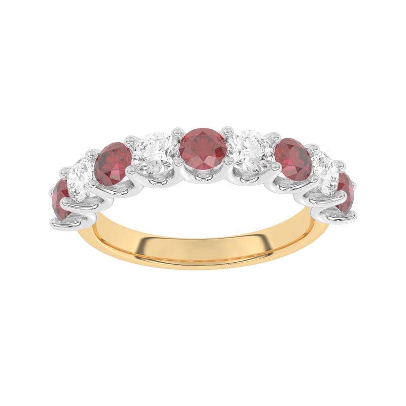 R-81240-RU-Y   Lab Diamond & Ruby Nine Stone Ring