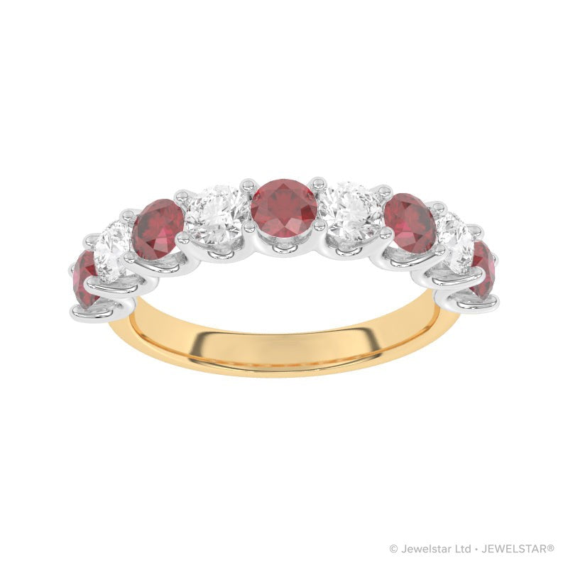 R-81240-RU-Y   Lab Diamond & Ruby Nine Stone Ring