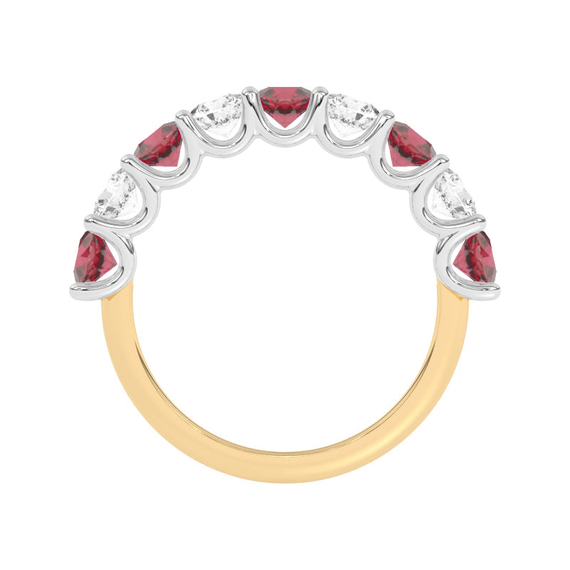 R-81240-RU-Y   Lab Diamond & Ruby Nine Stone Ring