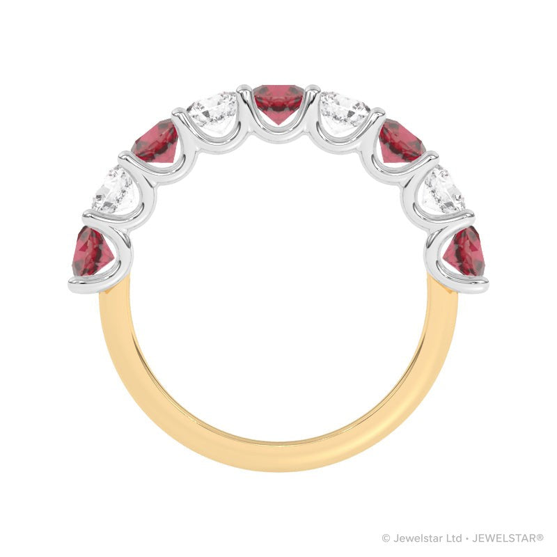 R-81240-RU-Y   Lab Diamond & Ruby Nine Stone Ring