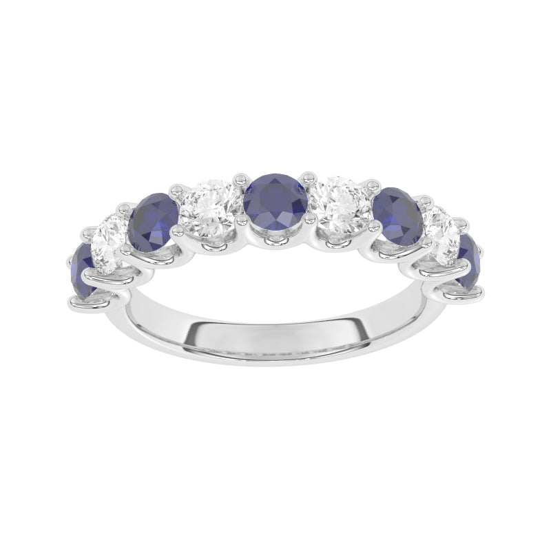 R-81240-SA-W  Lab Diamond & Sapphire Nine Stone Ring