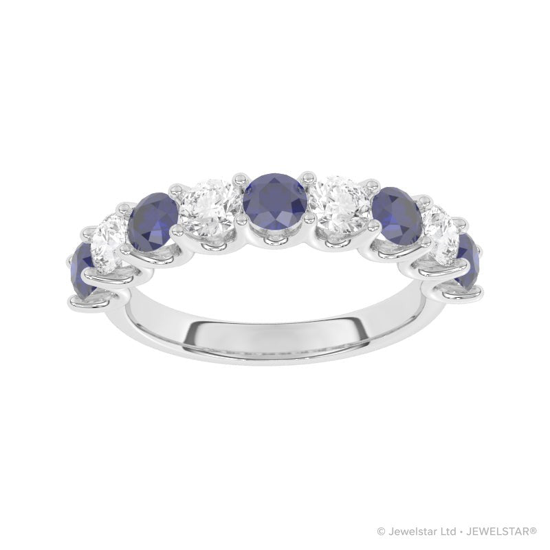 R-81240-SA-W  Lab Diamond & Sapphire Nine Stone Ring